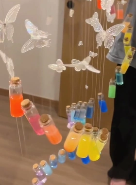 蝴蝶彩虹玻璃瓶风铃手工diy材料包挂件风铃许愿瓶送男女朋友闺蜜