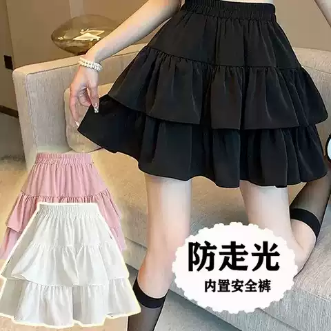 女童半身裙夏装百褶裙黑4大儿童女孩短裙夏季A字蛋糕裙小女孩裙子