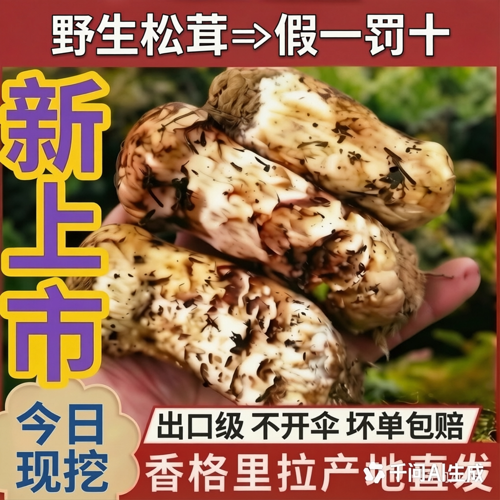 新鲜松茸香格里拉松茸不开伞野生松茸精品出口现挖现发顺丰空运