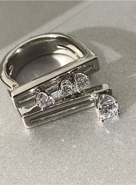 小众设计立体冷淡风独特可活动戒指ins食指指环潮酷女指环饰品