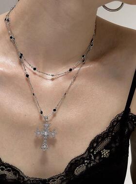 复古巴洛克风双层十字架项链欧美风choker轻奢气质项链