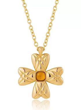 面包纹蝴蝶结项链新款长款吊坠链女ins小众设计高级感毛衣链饰品