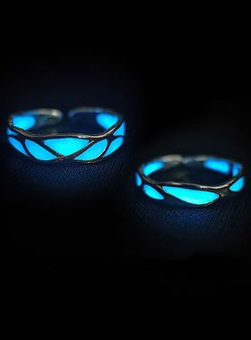 新款加拿大月光夜光情侣戒指轻奢小众ins潮定制520礼物指环饰品