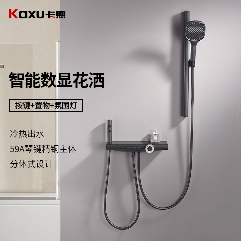 卡煦小户型淋浴花洒套装无顶喷铜