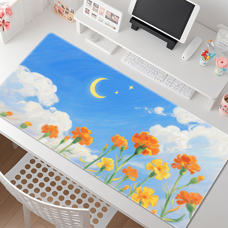 油画风景鼠标垫子超大ins风高颜值电脑键盘垫女生唯美办公书桌垫