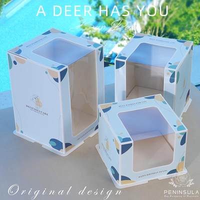 一体免折盖半透明生日蛋糕盒包装盒子方形6六8八10十12寸双层加高