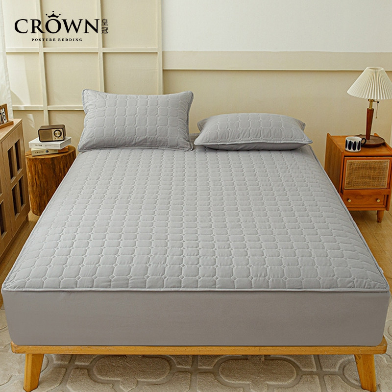 皇冠大豆纤维夹棉床笠/三件套抗菌型A类席梦思床垫保护罩防尘罩
