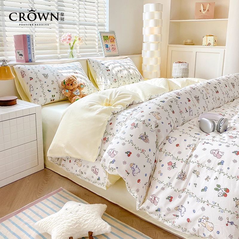 皇冠全棉床上四件套纯棉枕套床单被套2025新款家用宿舍床上三件套