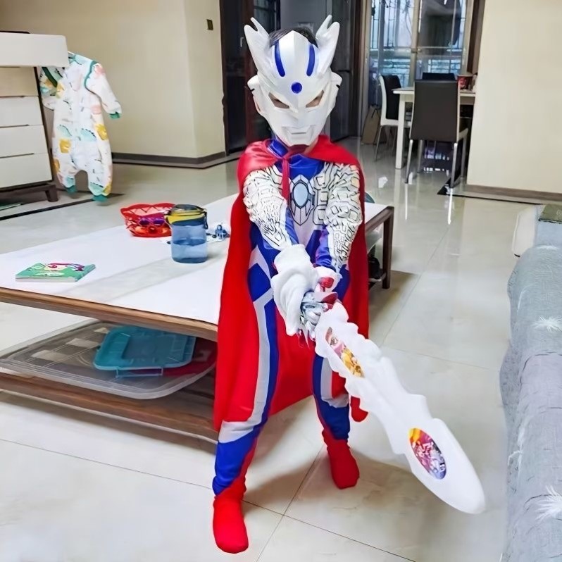 赛罗奥特曼衣服男童迪迦带胸灯连体衣服儿童cos演出服饰成人套装