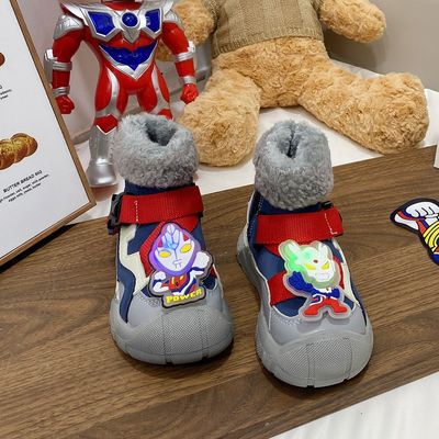 迪迦奥特曼儿童保暖防滑雪地靴冬