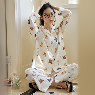 纯棉春秋装 春秋季 微醺小姐睡衣女套装 2025新款 家居服亲肤长袖 长裤
