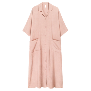 微醺小姐睡裙女夏款2025新款短袖夏季纯棉粉色翻领睡衣夏款家居服