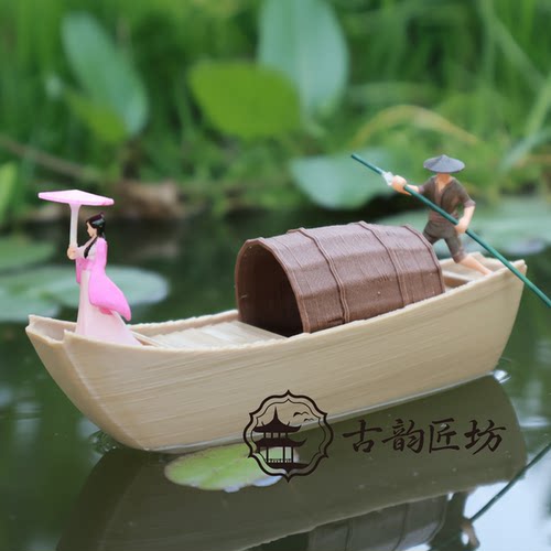 简约船B款通用鱼缸造景模型古韵无毒环保材料