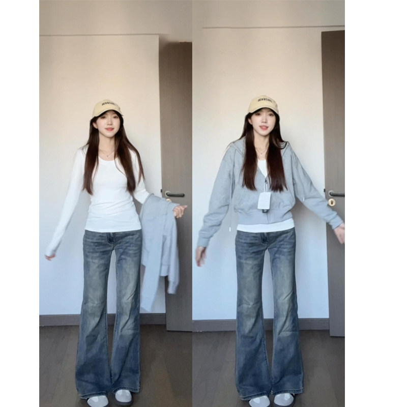 白色内搭打底衫女长袖u领早秋修身紧身正肩上衣T恤可外穿初秋薄款