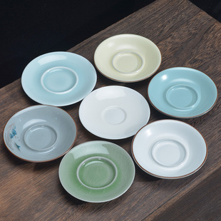 德化白瓷盖碗托盘 底盘杯垫杯托茶托 三才茶碗托 茶垫碟子 零配件