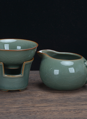 公道杯汝窑开片冰裂大号公杯茶海分茶器功夫茶具陶瓷龙泉青瓷汝瓷