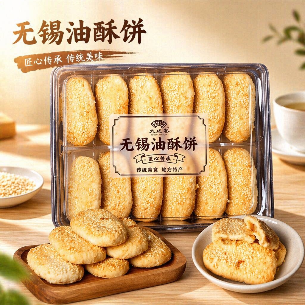 .无锡特产老街油酥饼烧饼惠山葱油椒盐味糕点点心小吃零食