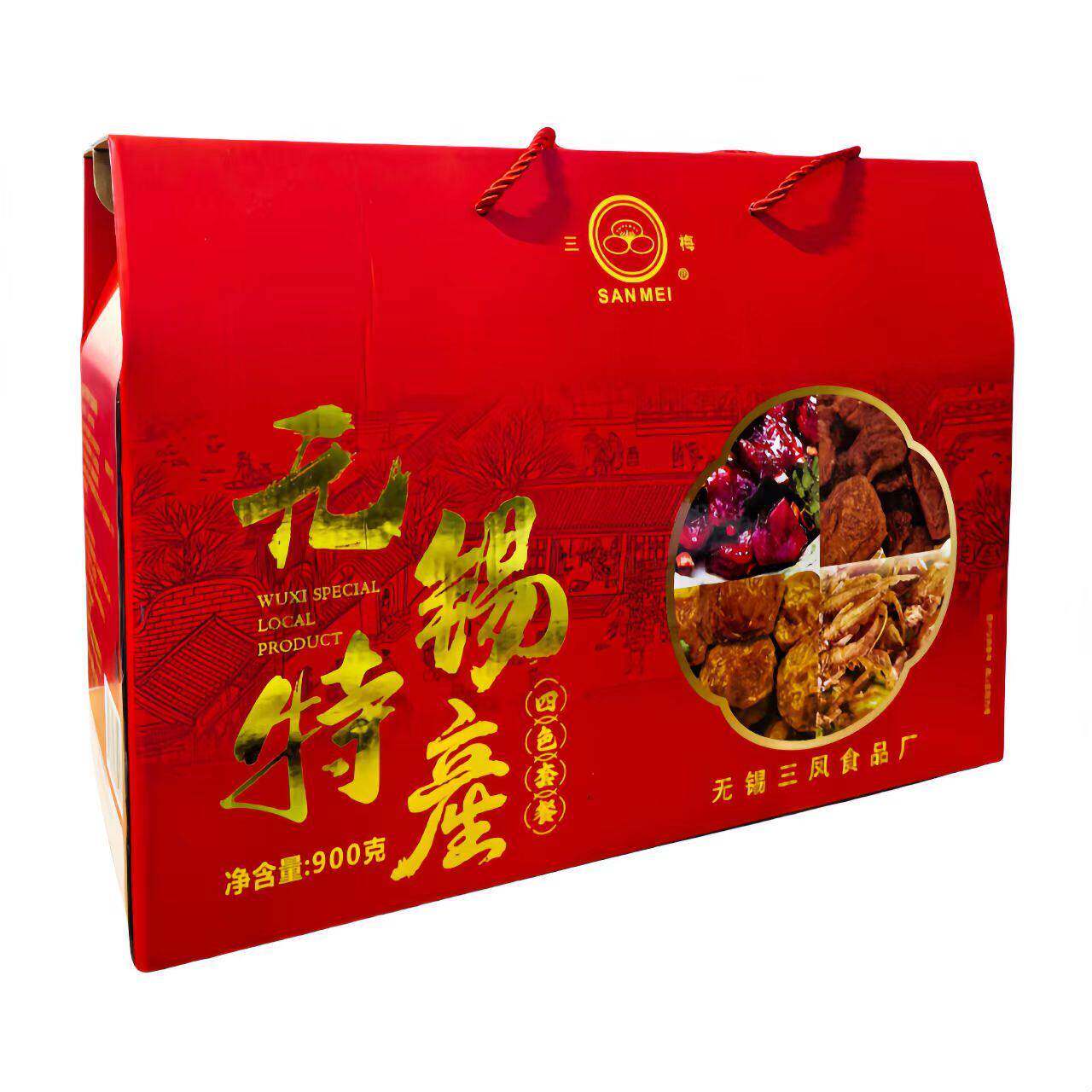 .江苏无锡特产酱排骨肉面 面筋豆干 干凤尾鱼礼盒装真空开 袋即食