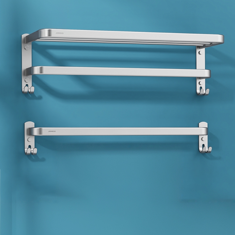 九牧卫浴毛巾架太空铝单杆浴巾架家用卫生间浴室五金挂件不锈钢架