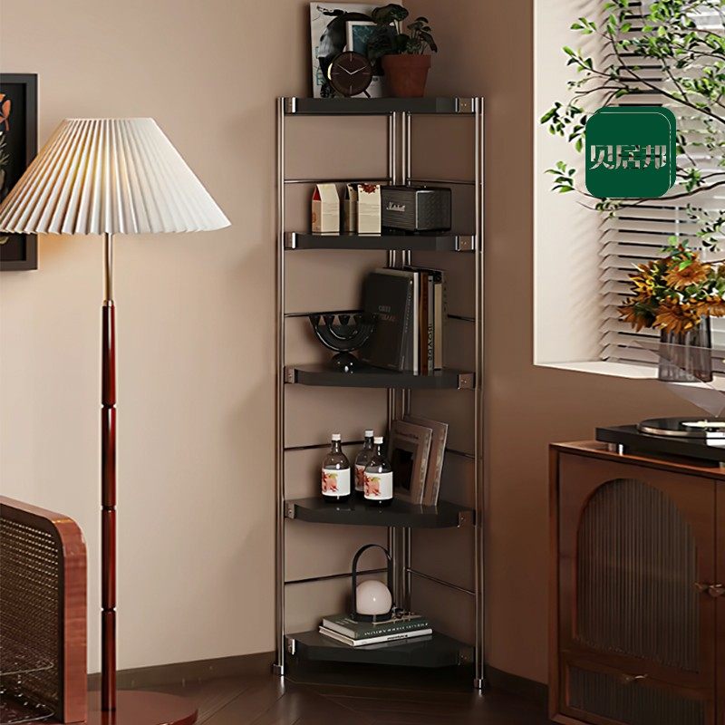【包安装】钢木转角书架墙角置物架落地多层拐角收纳架家用三角柜,住宅家具,搁板/置物架/家用陈列架,淘宝优惠券,粉丝福利购,淘宝优惠卷