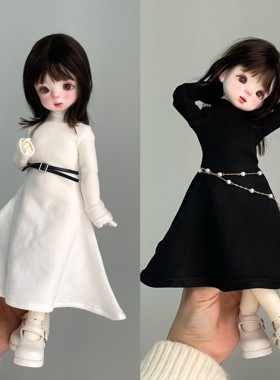 bjd6分 ob24黑白双色打底裙百搭日常单品腰带腰链成品娃衣