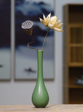 现代简约陶瓷小花瓶水培花器茶室禅意摆件景德镇瓷器客厅玄关装饰