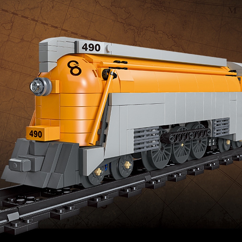 临杰星59021新款蒸汽火车模型摆件 塑胶小儿童拼装DIY组装积木