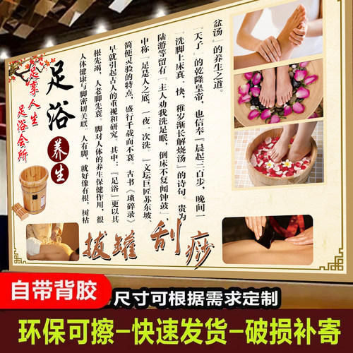 足浴养生海报足疗店装饰广告贴画足底穴位图足底按摩足疗反射图
