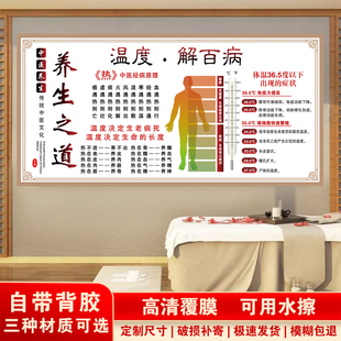 温度解百病海报中医养生馆装 饰画挂图养生之道墙面贴画背景墙贴纸