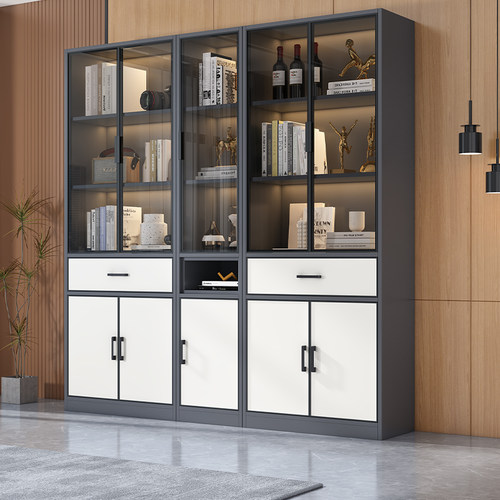 申榆蜂窝铝书柜书架玻璃门