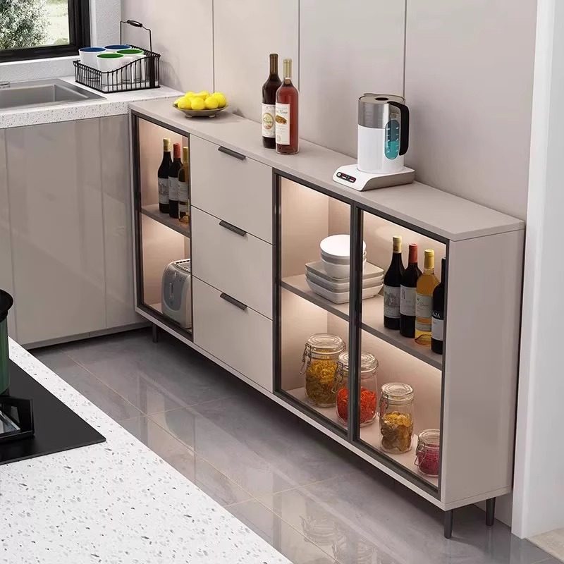 超薄蜂窝铝餐边柜家用厨房靠墙一体储物柜小户型窄餐厅收纳柜酒柜