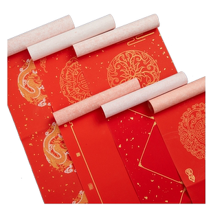 蜡染万年红对联纸过年手写空白新款无字春联专用自写宣纸加厚新年七言春节红纸大红斗方洒金掌上碑帖六品堂