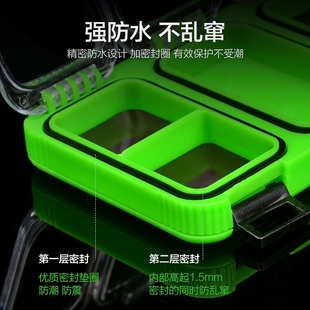 防水不散乱钓鱼钩 收纳盒 双层多功能小盒子 渔具配件单盒装