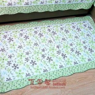 四季 新品 沙发垫布艺坐垫全纯棉防滑套罩扶手靠背巾绿红色小碎花蕾