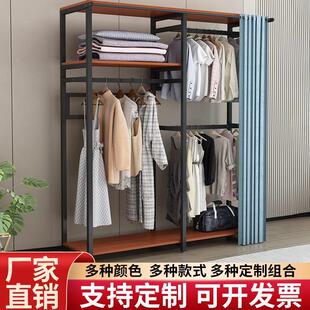 衣橱 简易衣柜落地卧室家用金属挂衣柜衣帽间全不锈钢衣帽架子组装