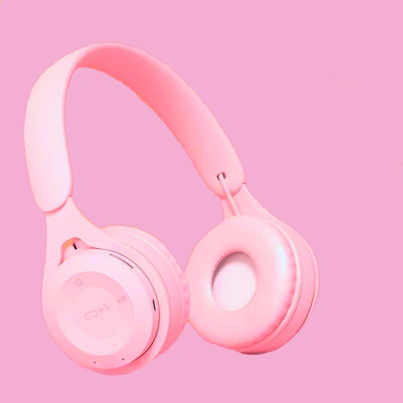 爆款马卡龙Y08头戴式蓝牙耳机粉色白色黑色重低音可折叠无线耳机