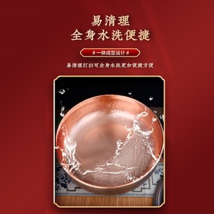 精选特厚铜火锅电磁炉纯紫铜手工复古涮肉铜锅家用燃气鸳鸯火锅盆