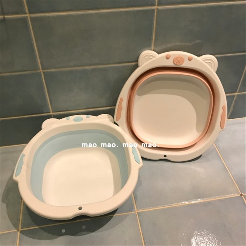 卡通可折叠洗脸盆学生宿舍儿童洗内衣裤便携可挂式小号少女面盆