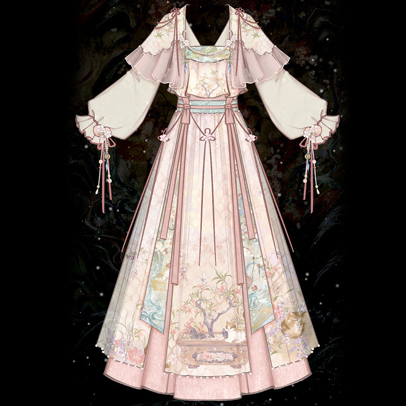 桃夭意向金|花悦诗风原创春季古风甜妹汉服可爱少女感粉色套装女