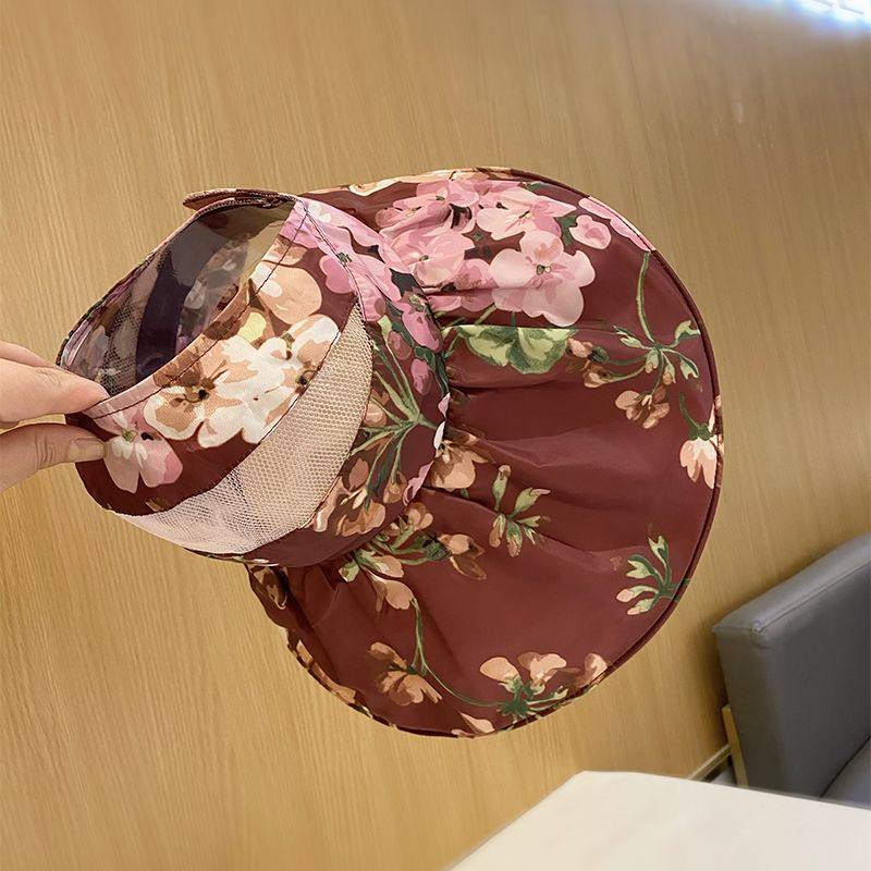 女士优雅花朵大檐遮阳帽夏季透气百搭可折叠空顶帽海边沙滩太阳帽,服饰配件/皮带/帽子/围巾,防晒帽,淘宝优惠券,粉丝福利购,淘宝优惠卷