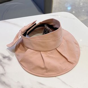 2025新款纯色可扎马尾帽子女夏季大檐空顶帽遮阳可折叠遮脸太阳帽