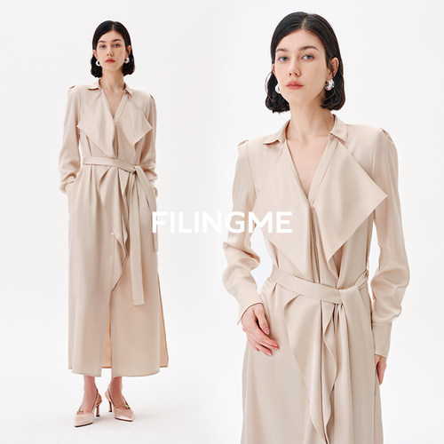 FILINGME荷叶边长袖连衣裙