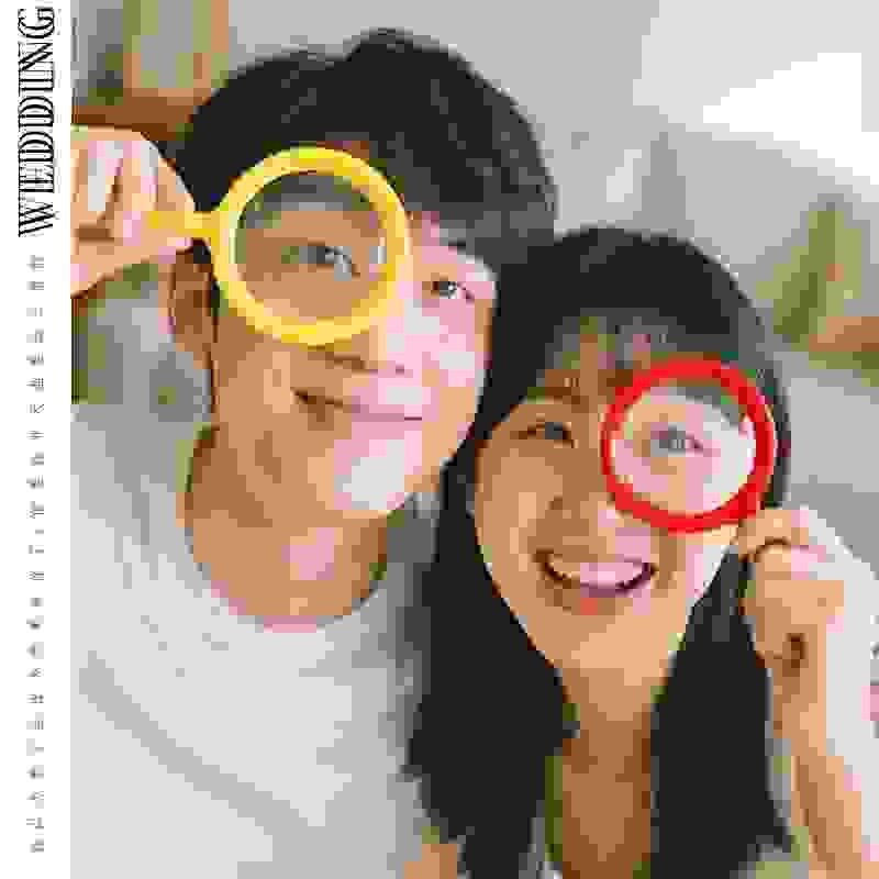 手持式放大镜结婚礼订婚领证新娘拍照道具跟拍搞怪哈哈镜面小摆件