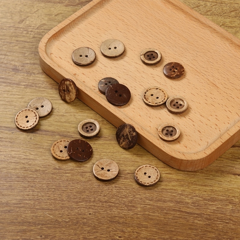 木制纽扣纽扣扣子儿童木质衬衫扣原木色针织衫天然椰子扣宝宝衣服