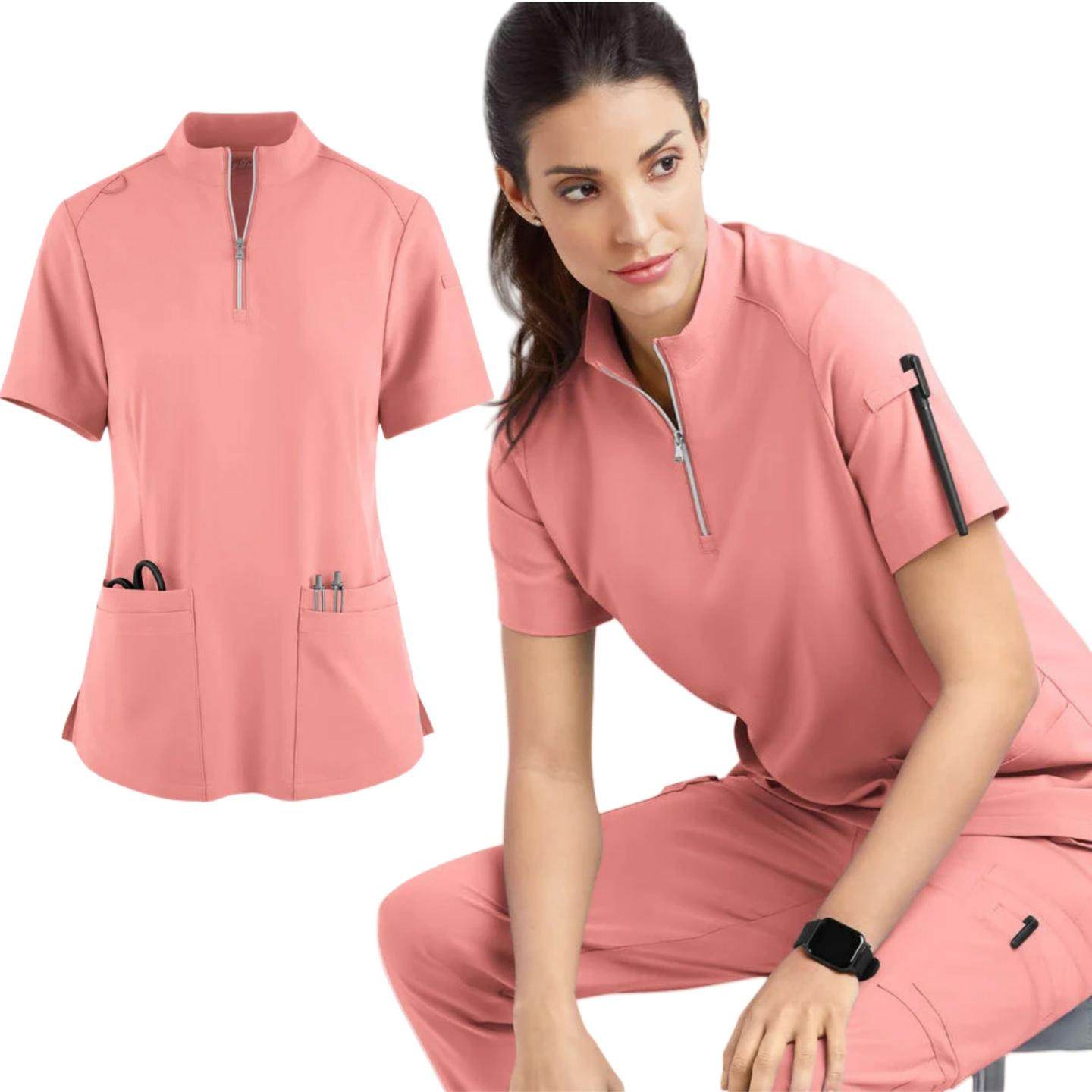 水疗制服沙龙护理工作服女士慢跑工作服护士洗手衣牙医短袖衬衫