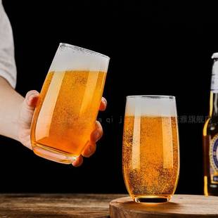 酒吧专用轻奢酒杯 啤酒杯大容量玻璃家用500精酿网红扎啤杯套装