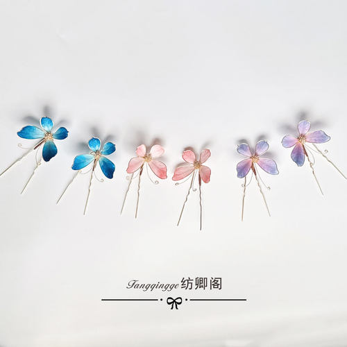原创非遗绒花发饰森系发簪古风蝴蝶簪子少女日常点缀发钗汉服头饰