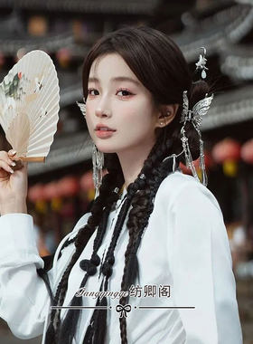 原创凤尾蝶蝴蝶流苏抓夹