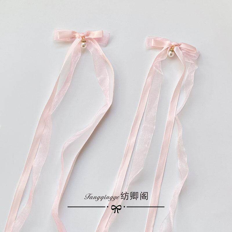 儿童丝带后压发夹超可爱甜美流苏古风女童头饰飘带蝴蝶结汉服发饰图片
