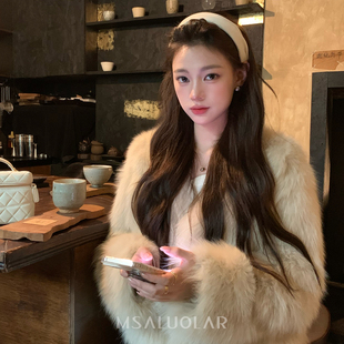 MSALUOLAR罗拉小姐“恋人间奏”狐狸毛皮草外套女芬兰进口毛大衣